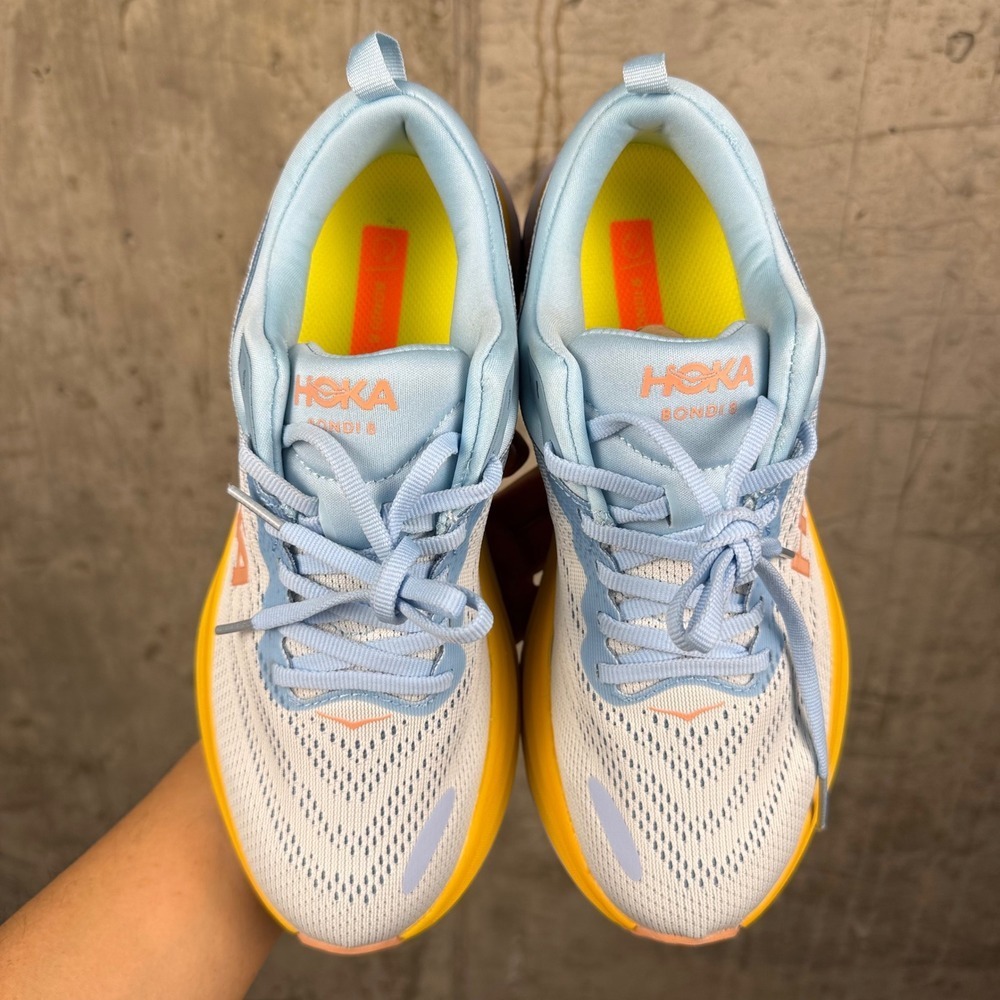 HOKA One One Bondi 8 Wide Women's Size 8D Ice Water Yellow Running Shoes NIB - Picture 16 of 16